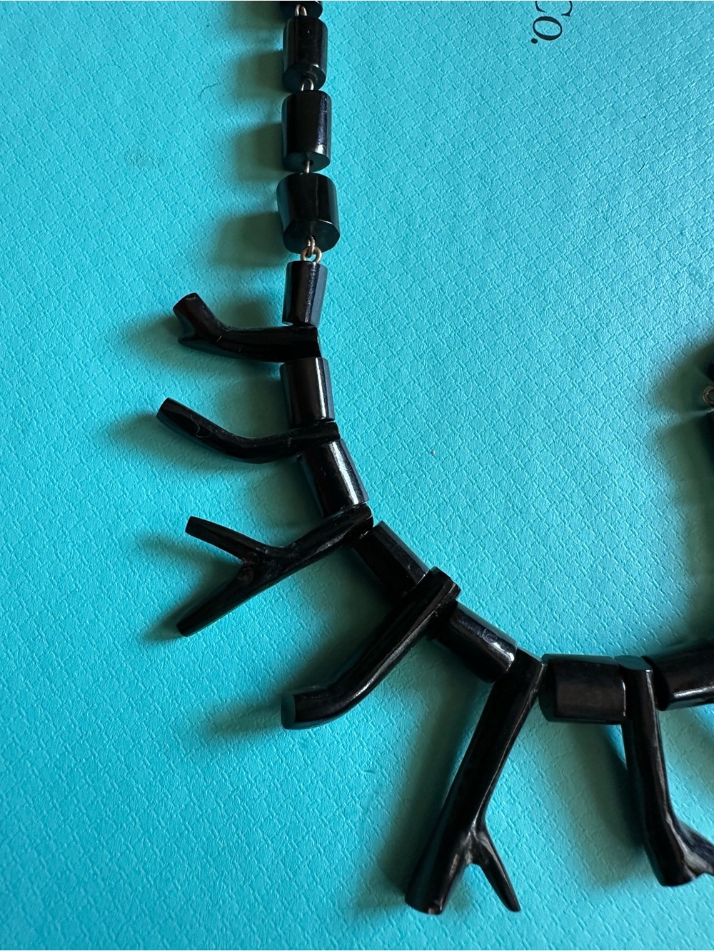 Vintage Genuine Black Coral 14k Gold Necklace - Picture 2 of 14